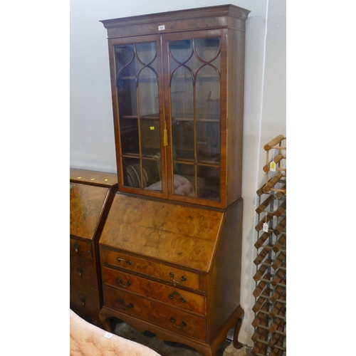 524 - Reproduction burred bureau bookcase