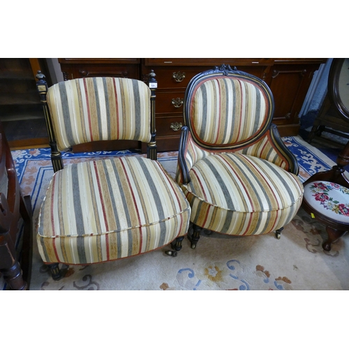 529 - Two Continental style striped upholstered occasional chairs