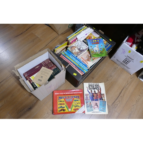 75 - Two boxes of vintage books and children's annuals