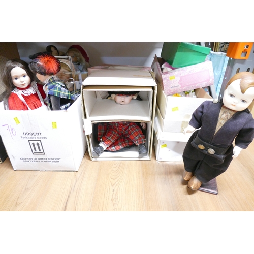 76 - Large sized porcelain dolls - some in boxes