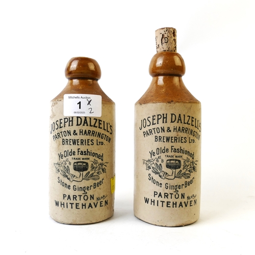 1 - 2 local interest stoneware ginger beer bottles, Joseph Dalzells Parton Nr Whitehaven