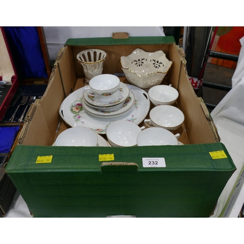 232 - Floral part tea set and Lennox pottery