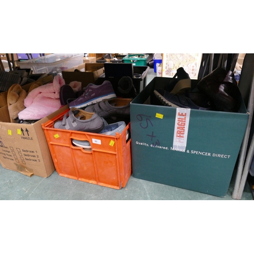 65 - 3 boxes of ladies shoes and slippers - mostly Sizes 5 & 6