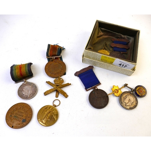 417 - Two First World War 1914-18 medals to Private Stephenson South Lancashire Regiment and Private Gate ... 