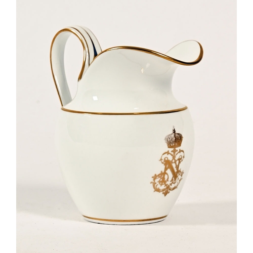 169 - A Sevres porcelain milk jug, with gilt decoration, monogrammed with N and crown for Napoleon III, ma... 