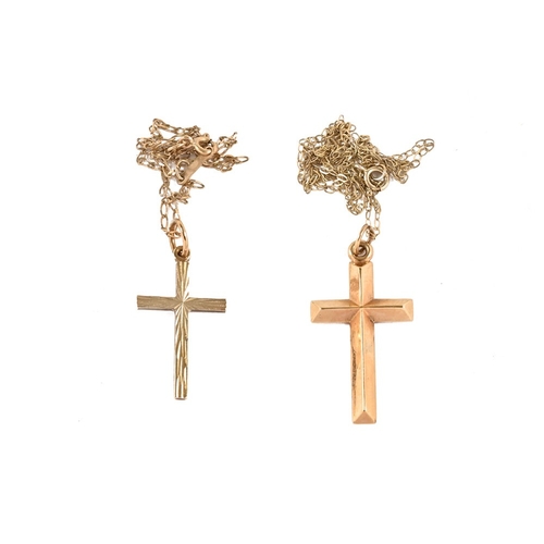 301 - A 9 ct gold chain and bracelet, and two crosses.  2.2 grams.