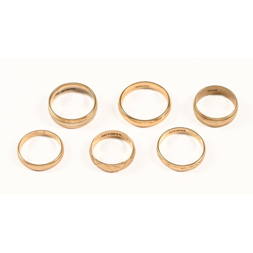 318 - Six 9 ct gold rings.  17.8 grams.