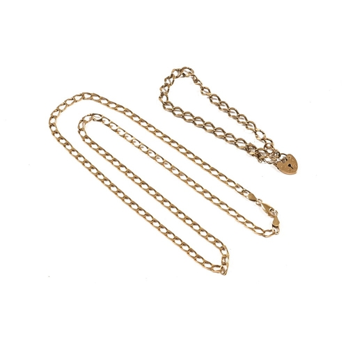 325 - A 9 ct gold chain, and a 9 ct gold bracelet.  20 grams.