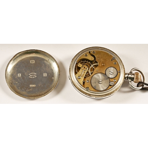 475 - A silver half hunter pocket watch by Pinnacle 1922, with enamelled dial.  Case diameter 50 mm.