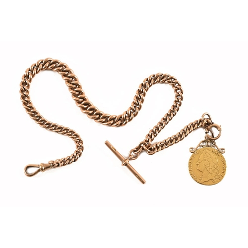 A 9 ct gold watch chain with attached 1746 guinea, gross weight 46.6 ...