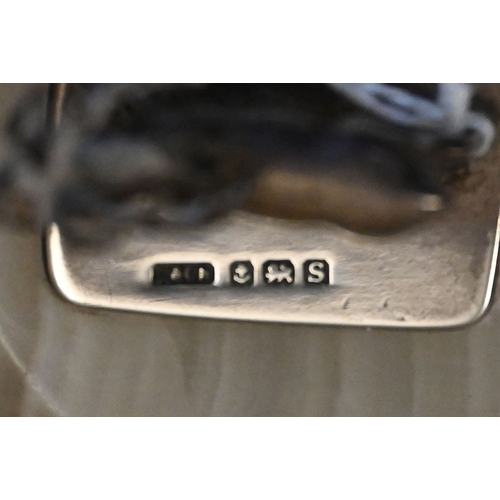 414 - A miniature hallmarked silver stag, together with an Indian silver coloured Bullock cart. Cart overa... 