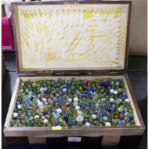 1 - Large collection of marbles, including handmade and other later machine made marbles.