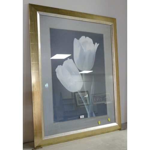 10 - Large framed floral print, 110 cm x 90 cm