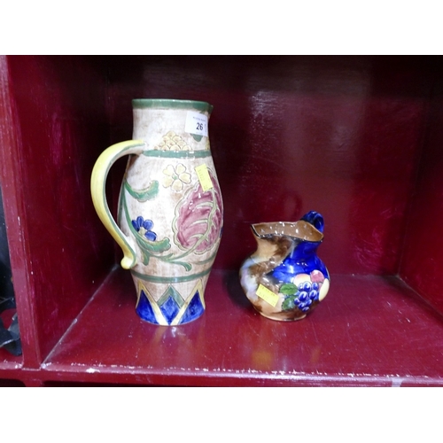 26 - Handpainted Sylvac jug and H.K. Tunstall floral patterned jug