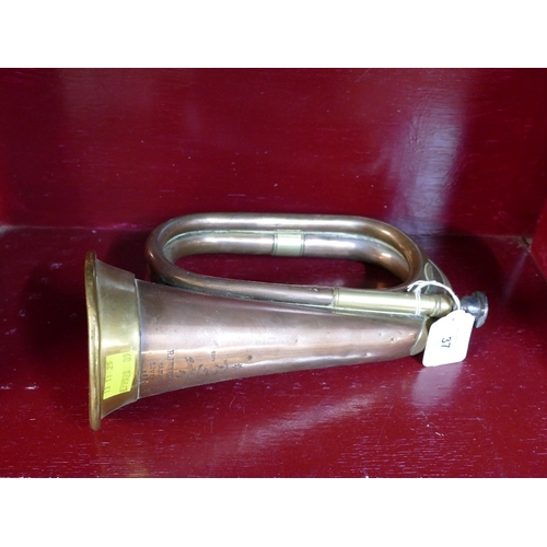 37 - Copper and brass bugle by R.J Ward & Sons of Liverpool
