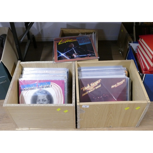 49 - Three wooden crates containing vinyl LP's, Bobby Bare, Bob Seger, Little Richard, Frankie, Lymon, Ti... 