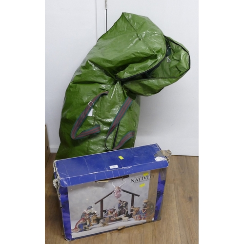 55 - Boxed Nativity scene and Christmas tree in bag