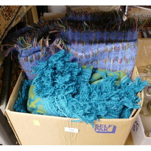 132 - Box of fluffy throws and blankets