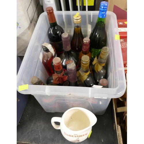 142 - Famous Grouse Whisky jugs, alcohol, Cherry Brandy, Babycham etc - Not for sale to people under the a... 