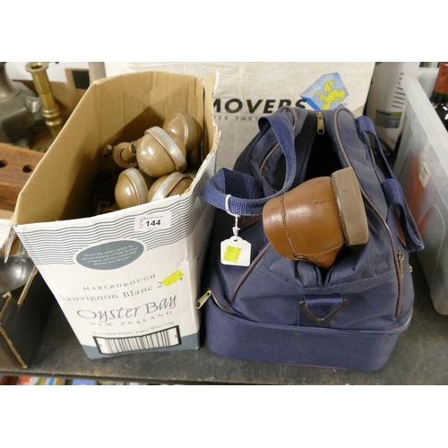 144 - Vintage castors, shoes etc