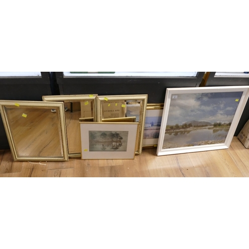16 - Pictures, prints and mirrors, largest 70 cm x 60 cm