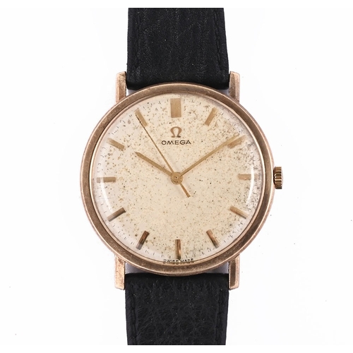 277 - A vintage Omega gentleman's wristwatch, with yellow metal case engraved to back W A Freeman from The... 