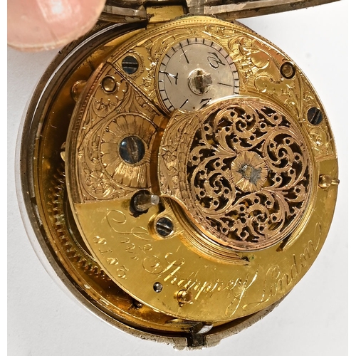304 - A Masonic pair cased pocket watch, the enamelled dial decorated with 