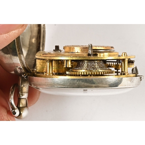 304 - A Masonic pair cased pocket watch, the enamelled dial decorated with 