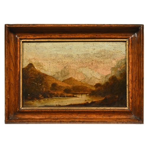 498 - A 19th century oil on panel, with label to rear 