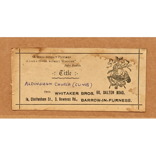 575 - A watercolour depicting Aldingham Church (Aldingham in Furness Cumbria), signed to the lower left po... 