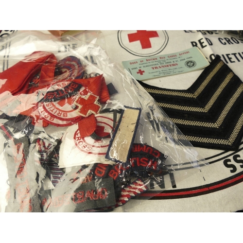 Lifetime collection of British Red Cross books, badges, awards, cloth ...
