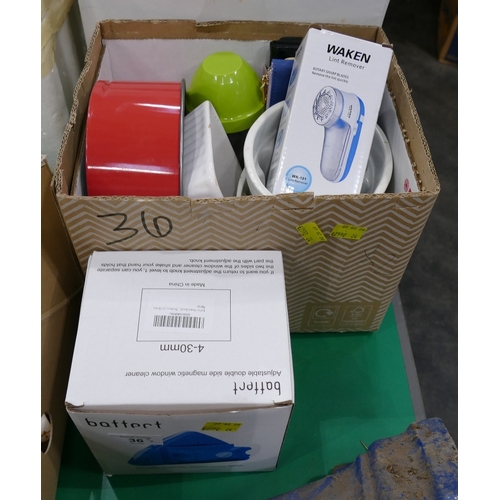 36 - Baffect magnetic window cleaner, antique porcelain jelly moulds, cookware, purses etc