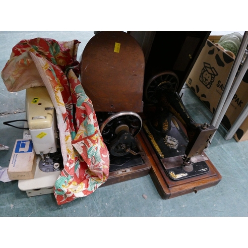 67 - Three Singer sewing machines (one electric)