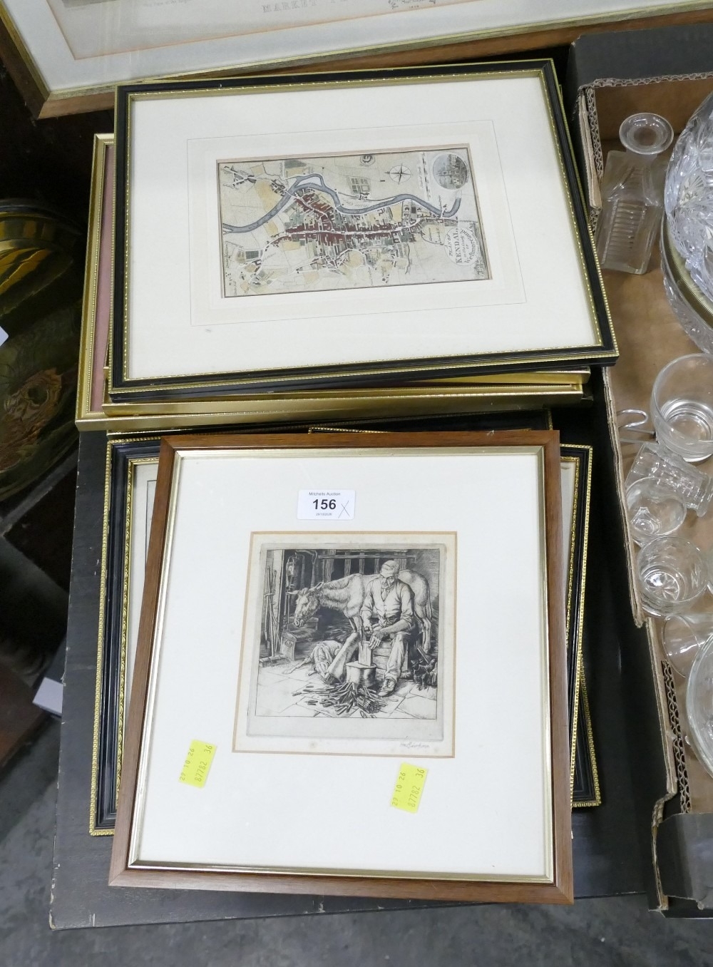 Pictures, prints and etchings including map of Kendal and Westmoreland