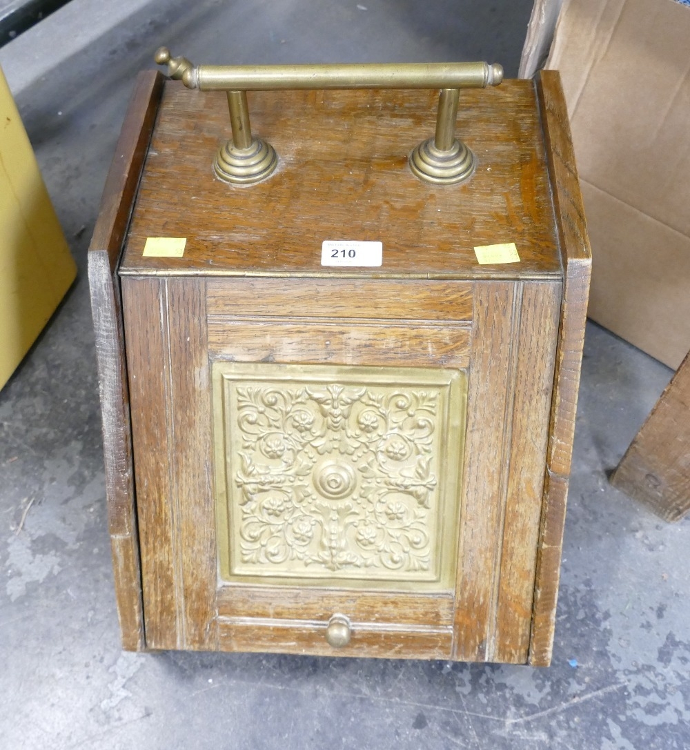 Wood and brass Perry and Son coal receiver