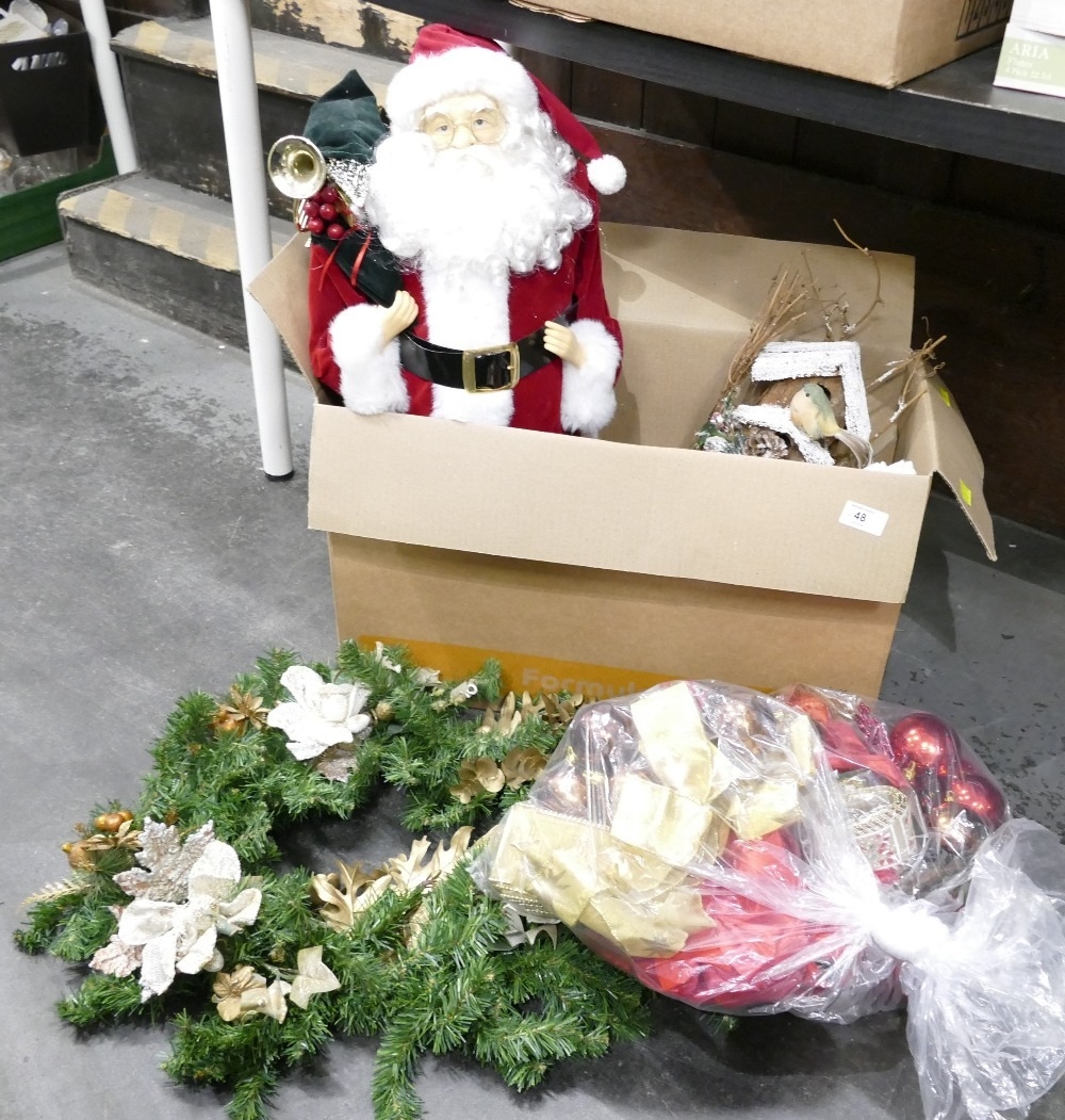 Christmas decorations - Santa Claus ornament, wreath etc