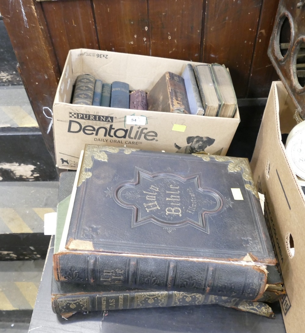 Antique bible, Atlas and other books