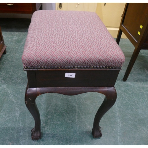 Piano stool with storage lift up lid
