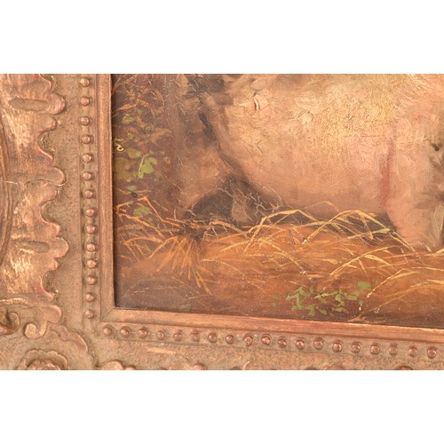 220 - Attributed to George Morland (British, 1763- 1804)a scene of pigs in a farmyard, monogrammed GM. Oil... 