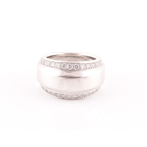 38 - Chopard. An 18ct white gold and diamond ring, in the La Strada design, of rounded form, inset with t... 