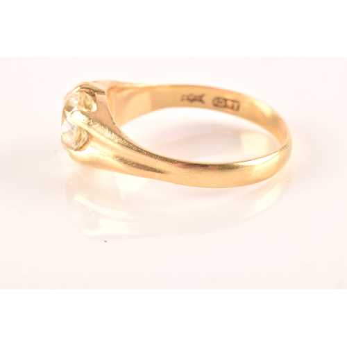 42 - An 18ct yellow gold solitaire diamond ring, set with an old cushion-cut diamond of approximately 2.7... 