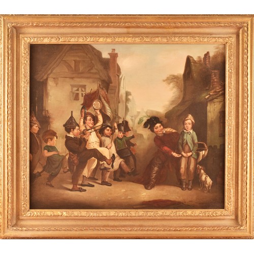 223 - Manner of Charles Hunt (British, 1829-1900)A jovial street scene with children playing and one teasi... 