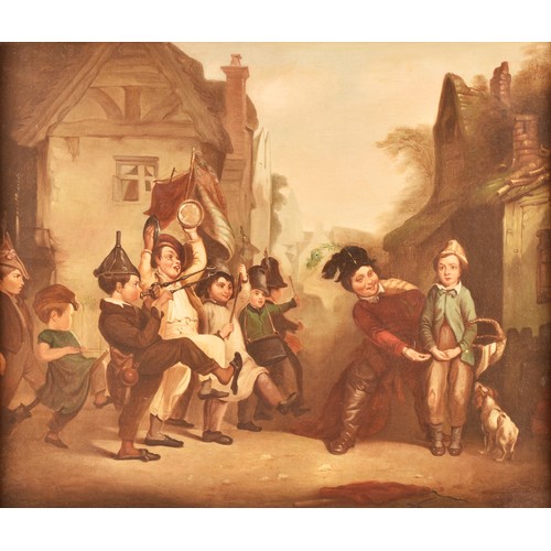 223 - Manner of Charles Hunt (British, 1829-1900)A jovial street scene with children playing and one teasi... 