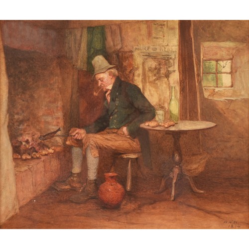 226 - W H W (19th century)an interior scene of a gentleman smoking a kipper, seated at a table, a 'Police ... 