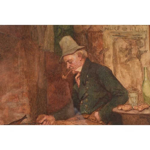 226 - W H W (19th century)an interior scene of a gentleman smoking a kipper, seated at a table, a 'Police ... 