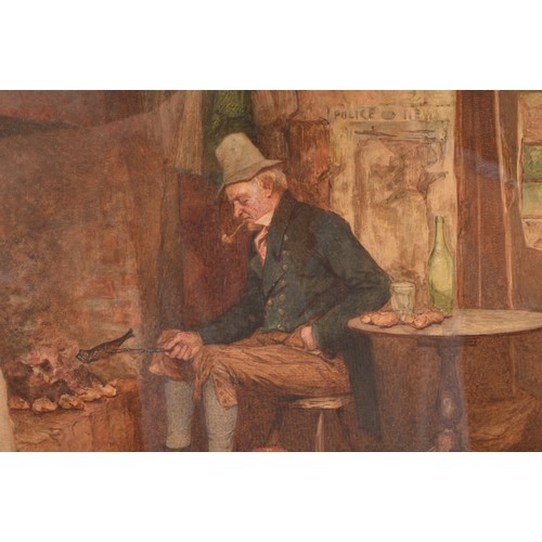 226 - W H W (19th century)an interior scene of a gentleman smoking a kipper, seated at a table, a 'Police ... 