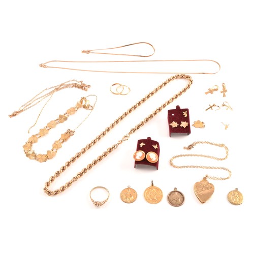 45 - A collection of jewellery including a 9ct yellow gold rope-twist necklace, together with a 9ct yello... 