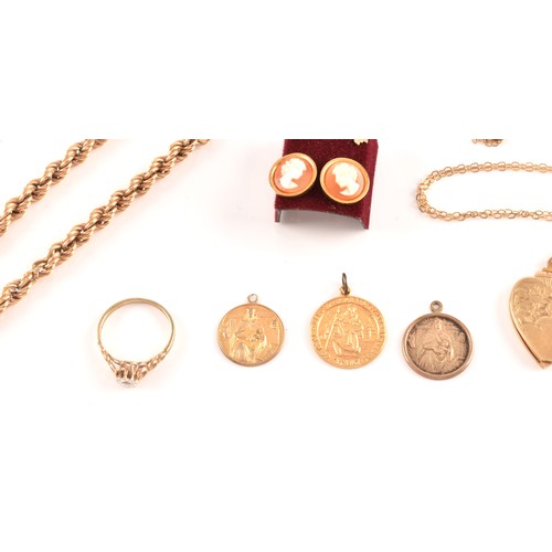 45 - A collection of jewellery including a 9ct yellow gold rope-twist necklace, together with a 9ct yello... 