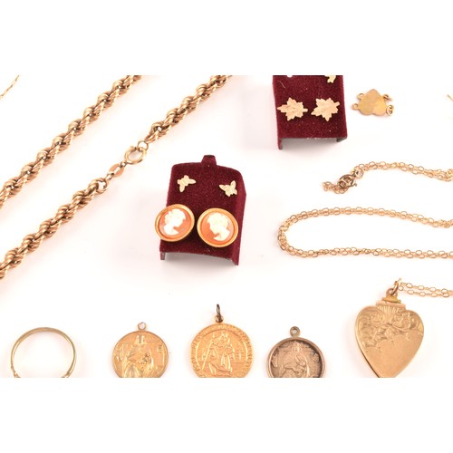 45 - A collection of jewellery including a 9ct yellow gold rope-twist necklace, together with a 9ct yello... 