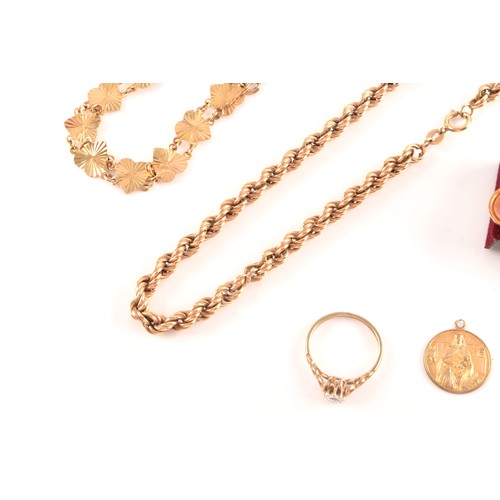 45 - A collection of jewellery including a 9ct yellow gold rope-twist necklace, together with a 9ct yello... 